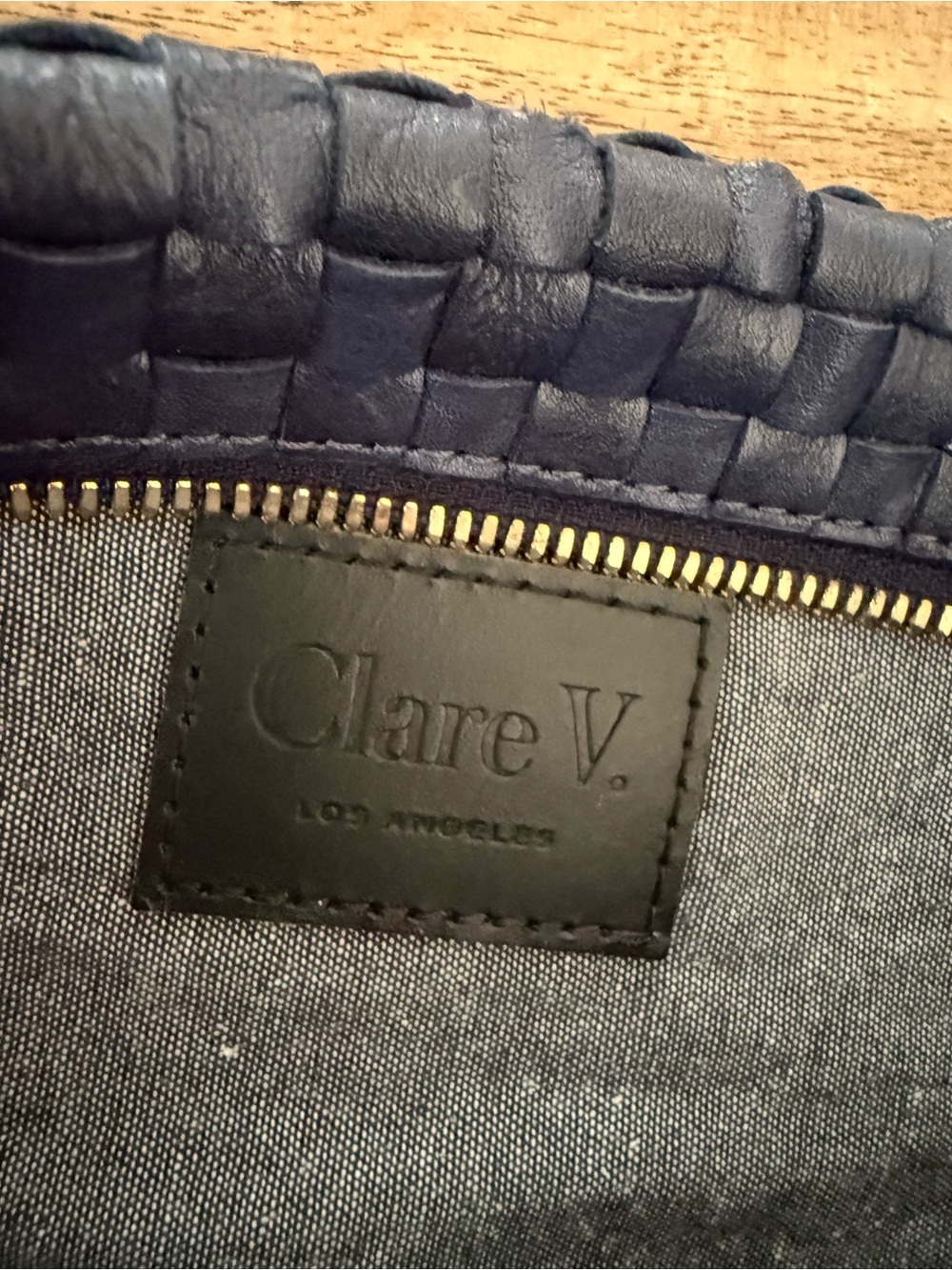 Clare V. Navy  Leather Crossbody Bag with Gold Hardware - Picture 4 of 5